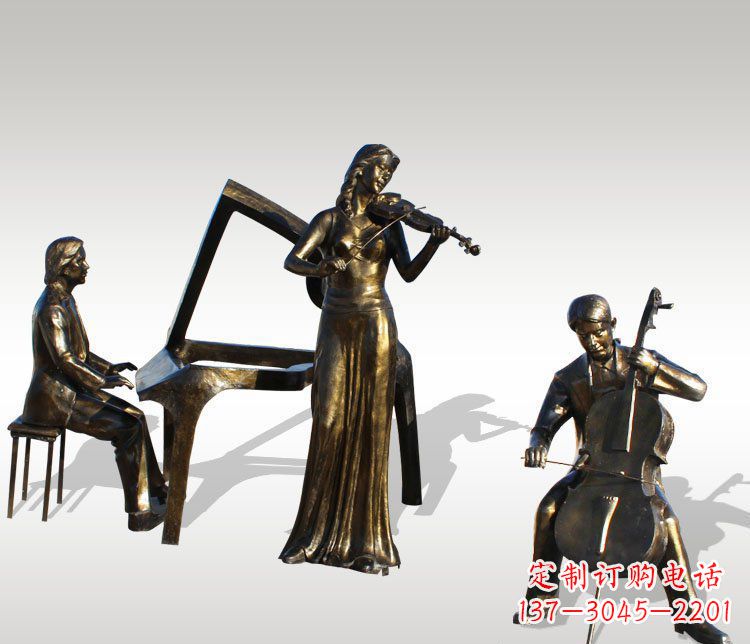 金华公园景观钢琴拉小提琴人物铜雕
