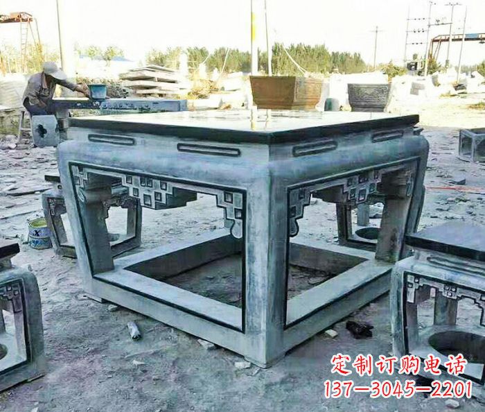 金华雕塑艺术方形石桌凳
