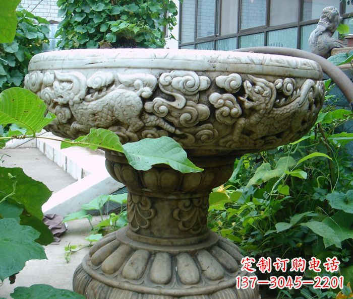 金华仿古花盆石雕艺术品