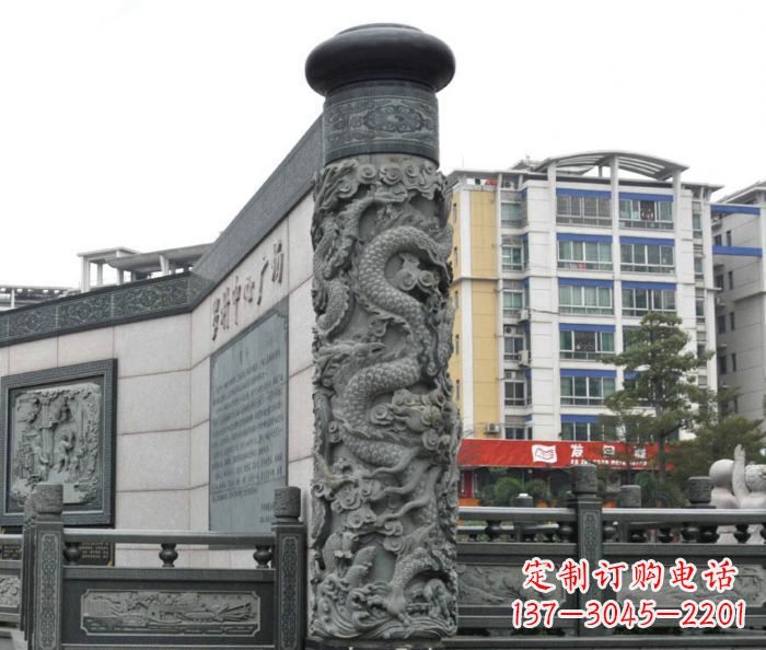 金华公园景观仿古石雕龙柱