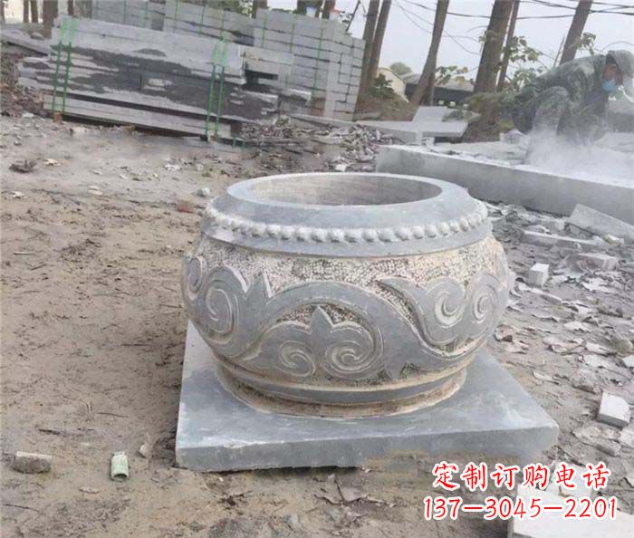 金华公园景观仿古石雕水缸