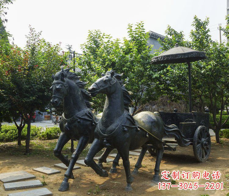 金华公园景观古代马车铜雕