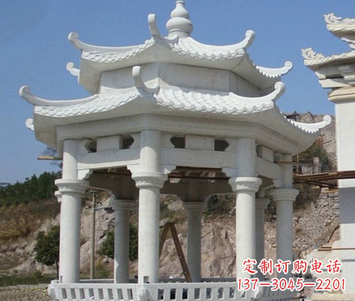 金华公园景观汉白玉石雕凉亭