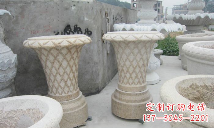 金华公园景观花篮式花盆石雕