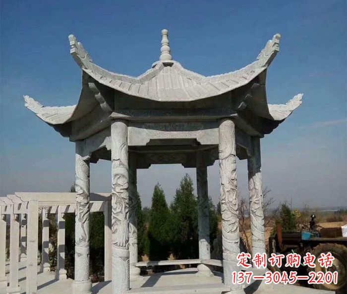 金华公园景观六角凉亭石雕