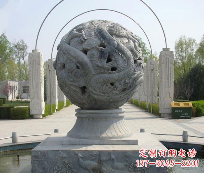 金华公园景观镂空龙浮雕喷泉石雕