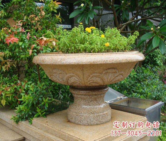 金华公园景观砂岩花盆石雕 (3)
