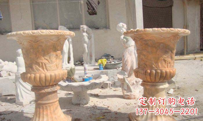 金华红花盆石雕艺术雕塑