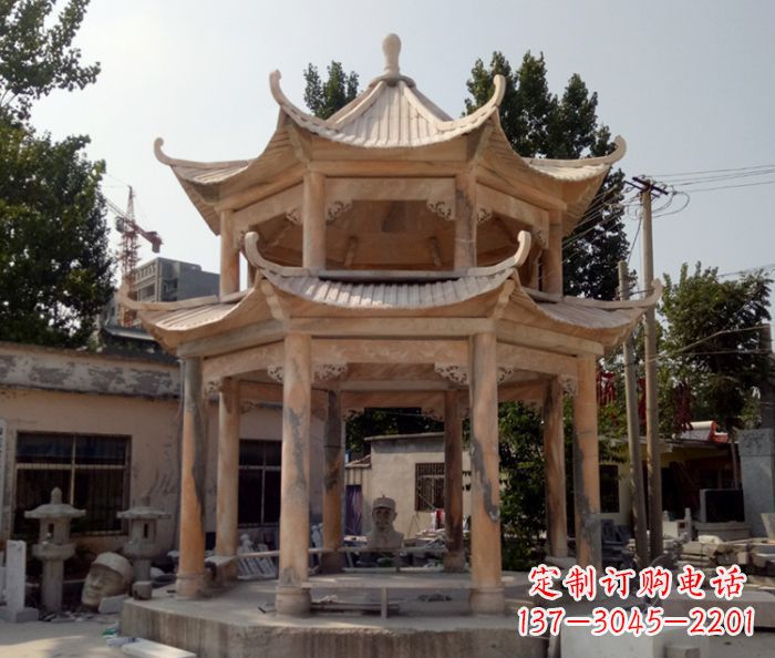 金华精美古典双层石凉亭雕塑