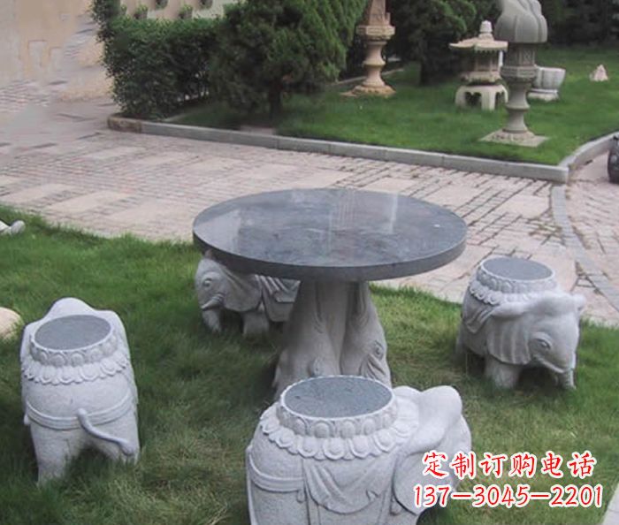 金华公园景观小象石桌凳石雕