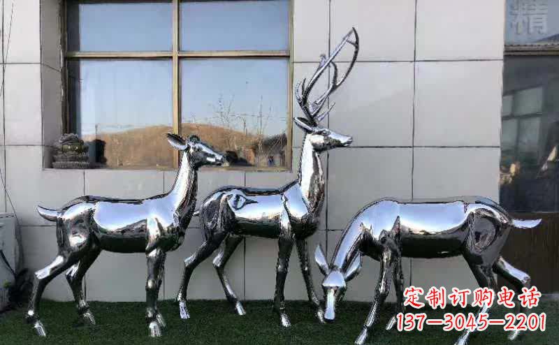 金华华丽风格镜面不锈钢动物鹿雕塑