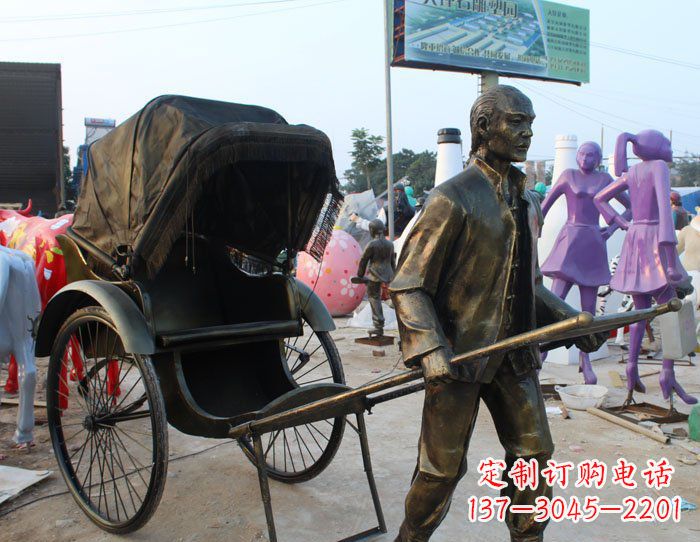 金华精致可爱的黄包车铜雕