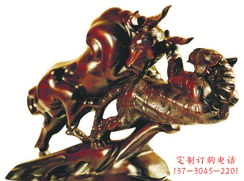金华公园老虎和牛动物景观铜雕