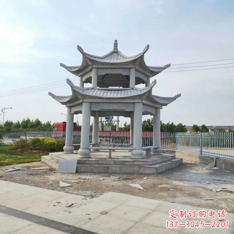金华中领雕塑-精美双层凉亭石雕