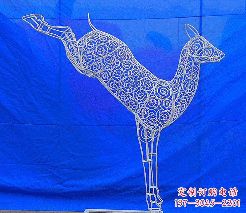 金华公园梅花鹿镂空不锈钢雕塑