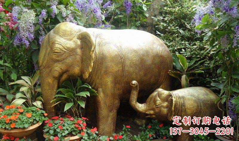 金华铜雕母子象艺术雕塑