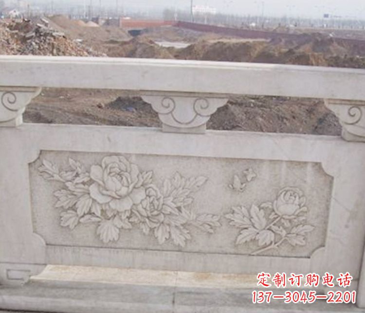 金华牡丹花浮雕石栏板景观雕塑