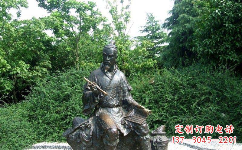 金华公园拿着毛笔写字的渔翁人物景观铜雕