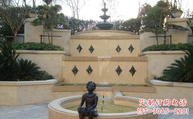 金华公园拿着书坐着的西方小女孩人物铜雕