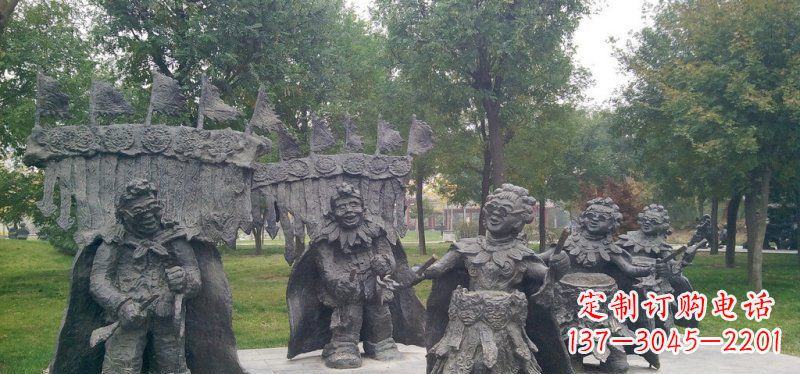 金华领雕塑扭秧歌老人铜雕