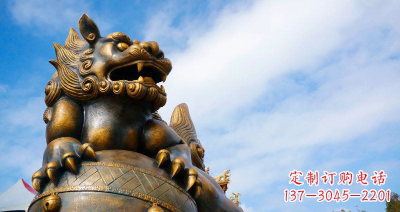 金华大型铜雕狮子景观装置