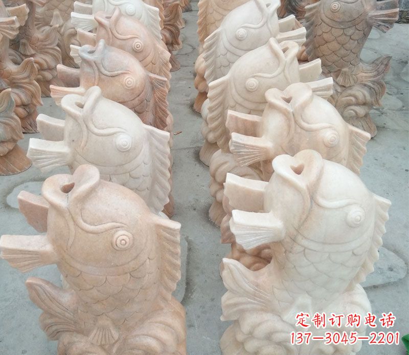 金华真实且精致的栩栩如生的鲤鱼石雕