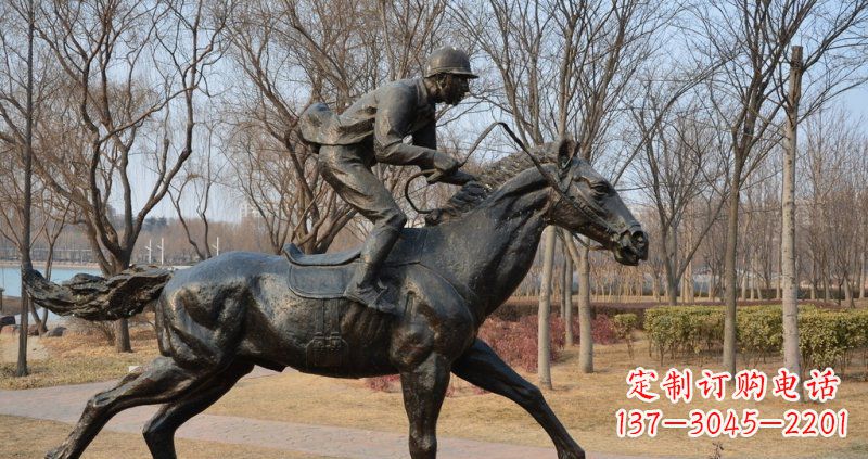 金华公园骑马的战士小品铜雕