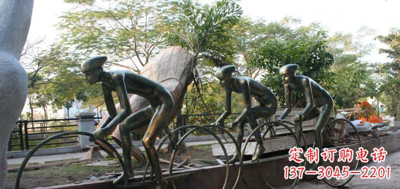 金华精致铜雕自行车景观雕塑