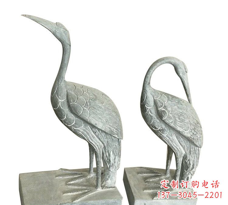 金华完美纯手工雕刻青石仿古丹顶鹤石雕
