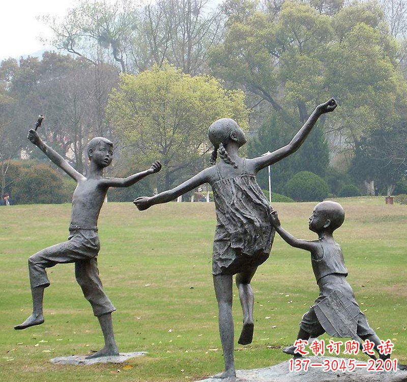 金华公园人物放风筝的儿童铜雕