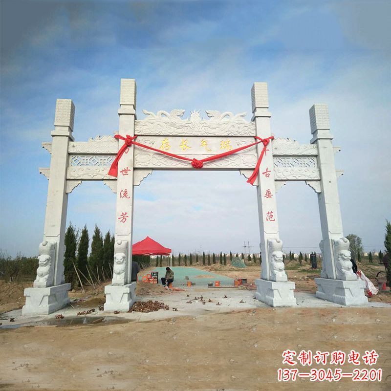 金华中领雕塑专业定制公园三间四柱牌坊雕塑