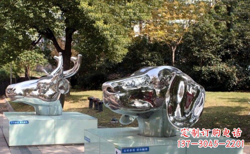 金华不锈钢十二生肖头像雕塑