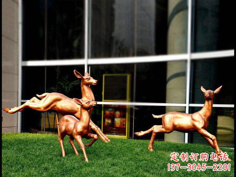 金华精美青铜动物雕塑——小鹿奔跑