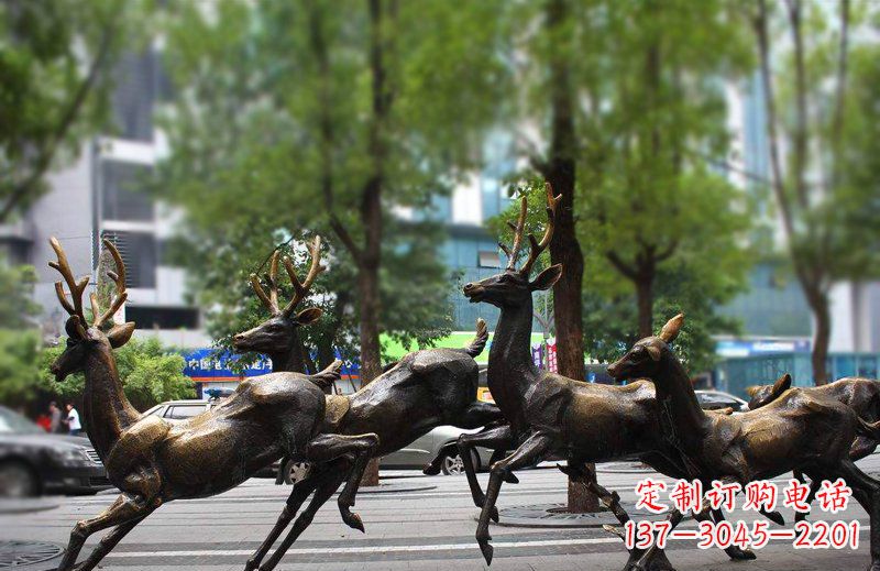 金华艺术精美的铜雕群鹿动物雕塑