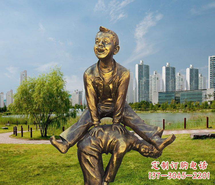 金华中领雕塑铜质经典跳马蹲人雕塑