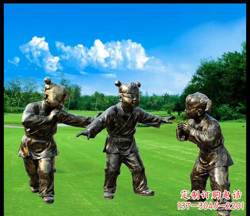 金华精致的儿童铜雕造型,增添公园乐趣