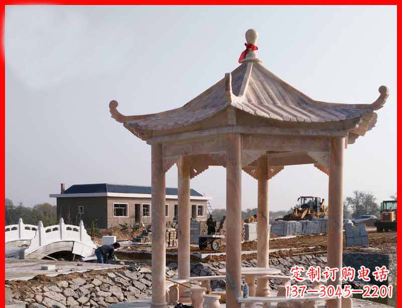 金华红六角石凉亭雕塑