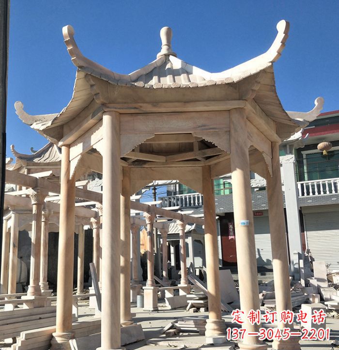 金华公园晚霞红凉亭雕塑