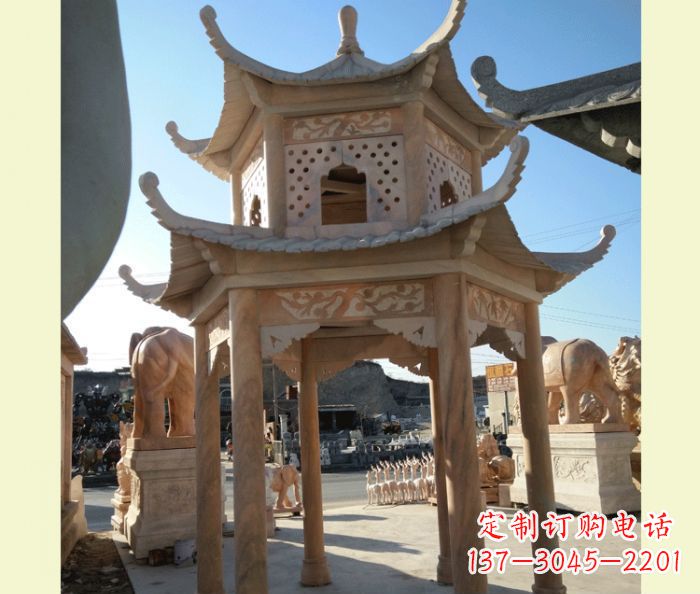 金华中式双层石雕凉亭