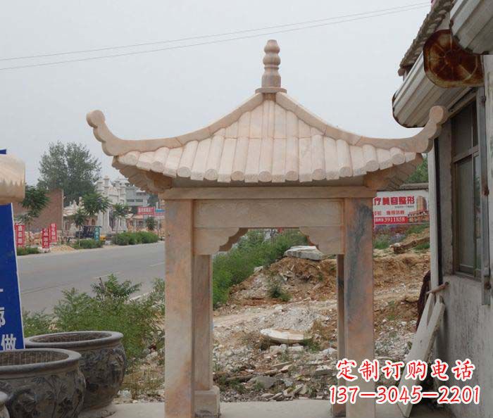 金华晚霞红四角凉亭雕塑