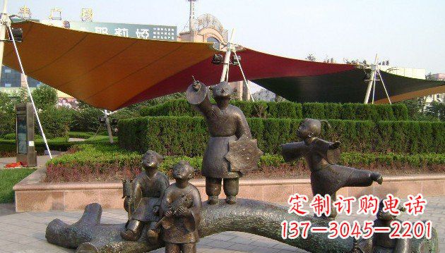 金华装饰性的小孩放风筝铜雕