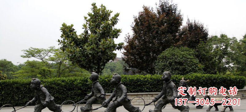 金华精美推铁圈小品铜雕,让小孩更加可爱