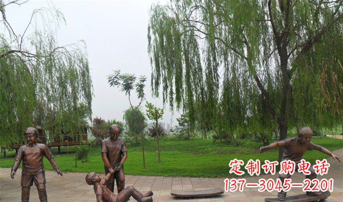 金华多彩童年，铜雕小孩游戏人物雕塑