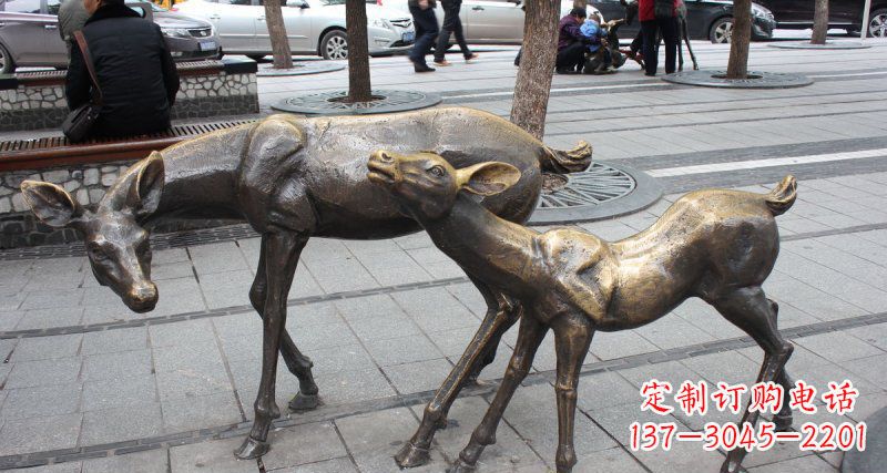 金华公园小鹿动物铜雕 (2)
