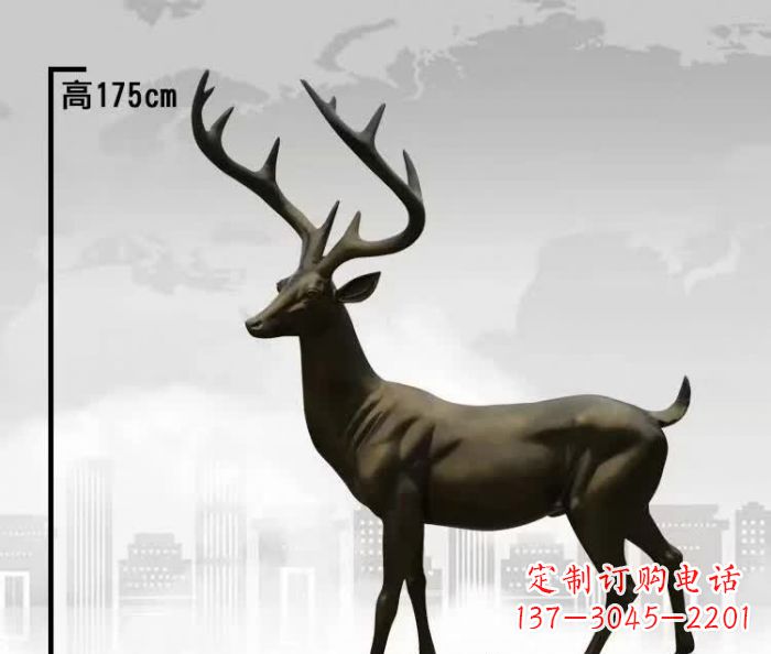 金华精美的铜制公园小鹿雕塑