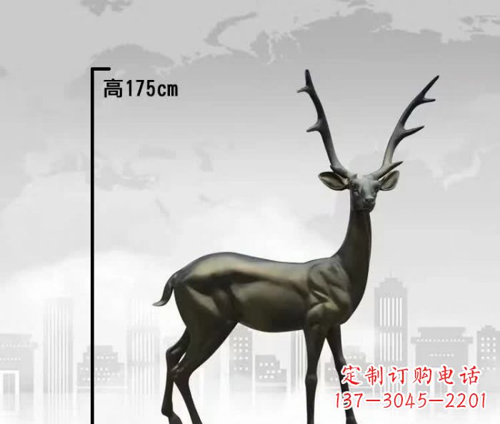 金华精致优雅的铜制公园小鹿雕塑