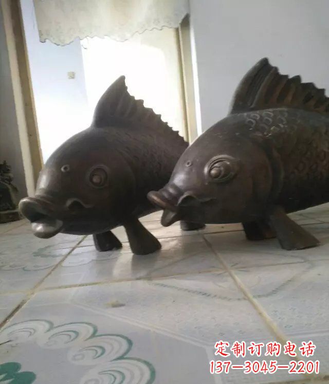 金华公园小鱼景观动物铜雕