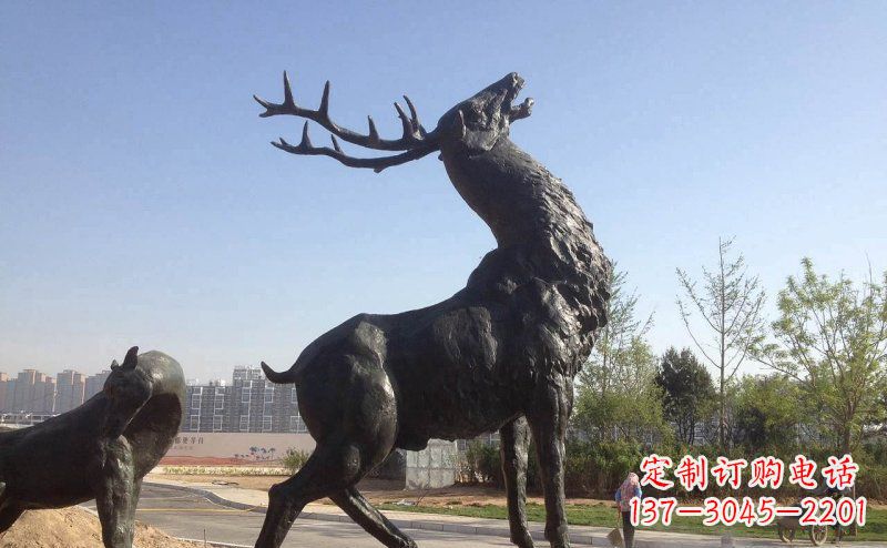 金华驯鹿精美铜雕