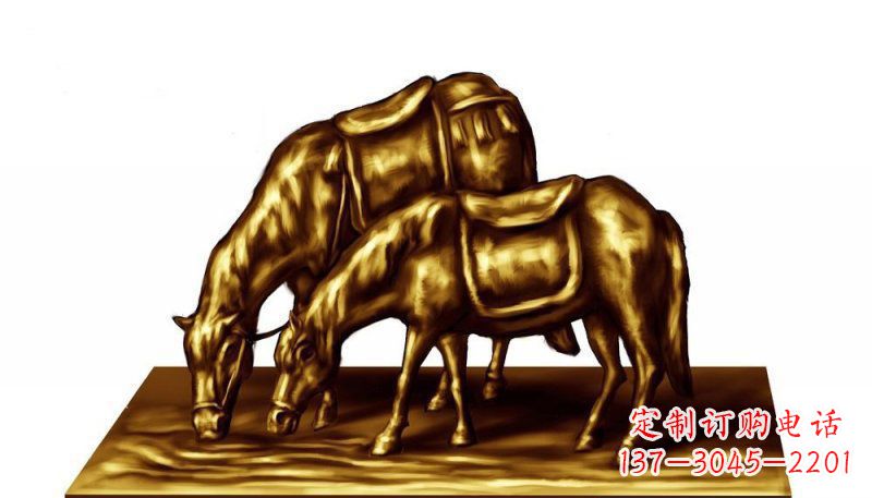 金华公园御马饮水动物铜雕