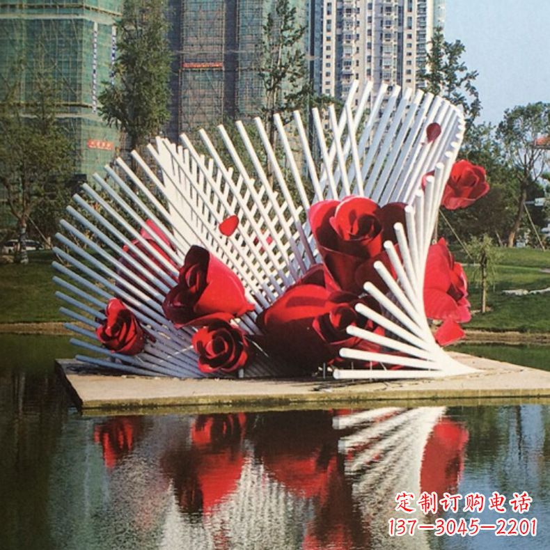 金华玫瑰之美，不锈钢艺术雕塑